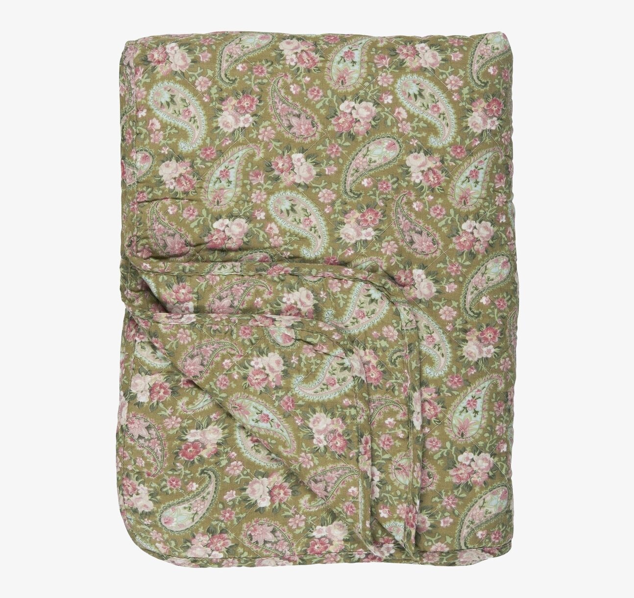 Pläd Green/Rose Paisley från IB Laursen i dovt gröna toner