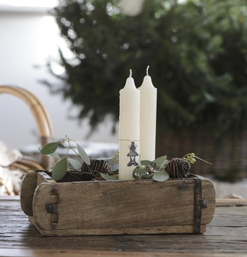 Rustikljus Cream Ø 3,8 cm från IB Laursen i rustik träbricka