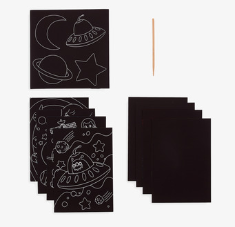 Ooly Scratch & Scribble – Space Explorers med skrapverktyg