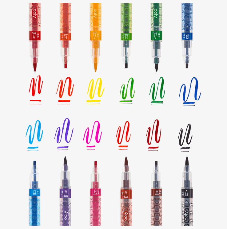 Calligraphy Duo Chisel and Brush Tip Markers från Ooly