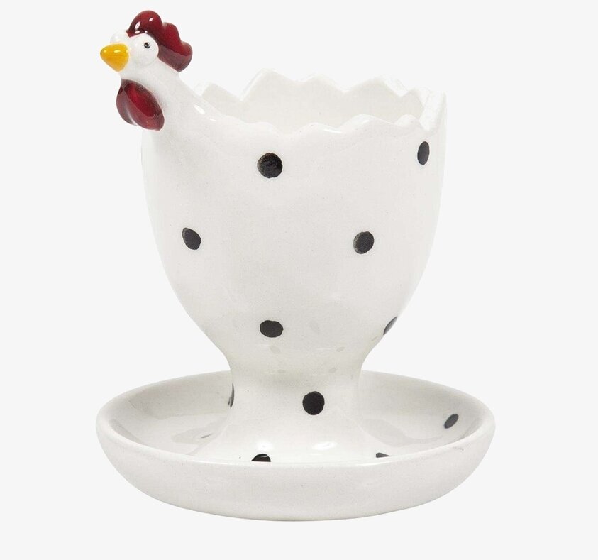 Äggkopp Höna Vit från Nääsgränsgården med prickig design