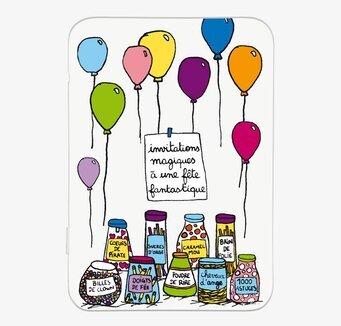 Box Inbjudningskort från Derrière la porte med ballonger