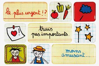 Kylskåpsmagneter bråttom rutan från Derriére la porte