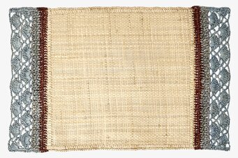 Bordstablett Blue Borders från Rice med blå virkade kanter