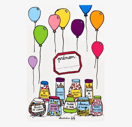 Box Inbjudningskort från Derrière la porte med ballonger