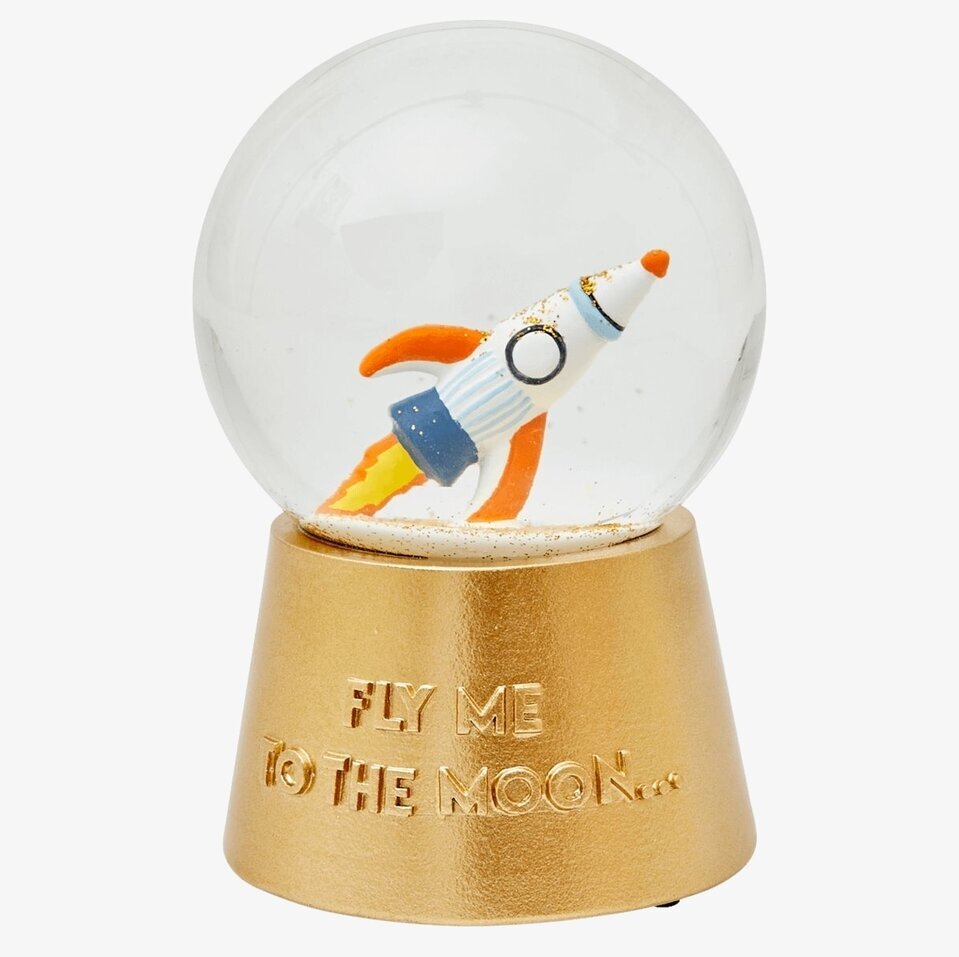 Snöglob Music Space Design från Rice med raket och glitter