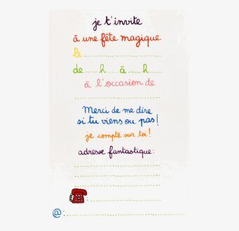 Box Inbjudningskort från Derriére la porte med färgglad text