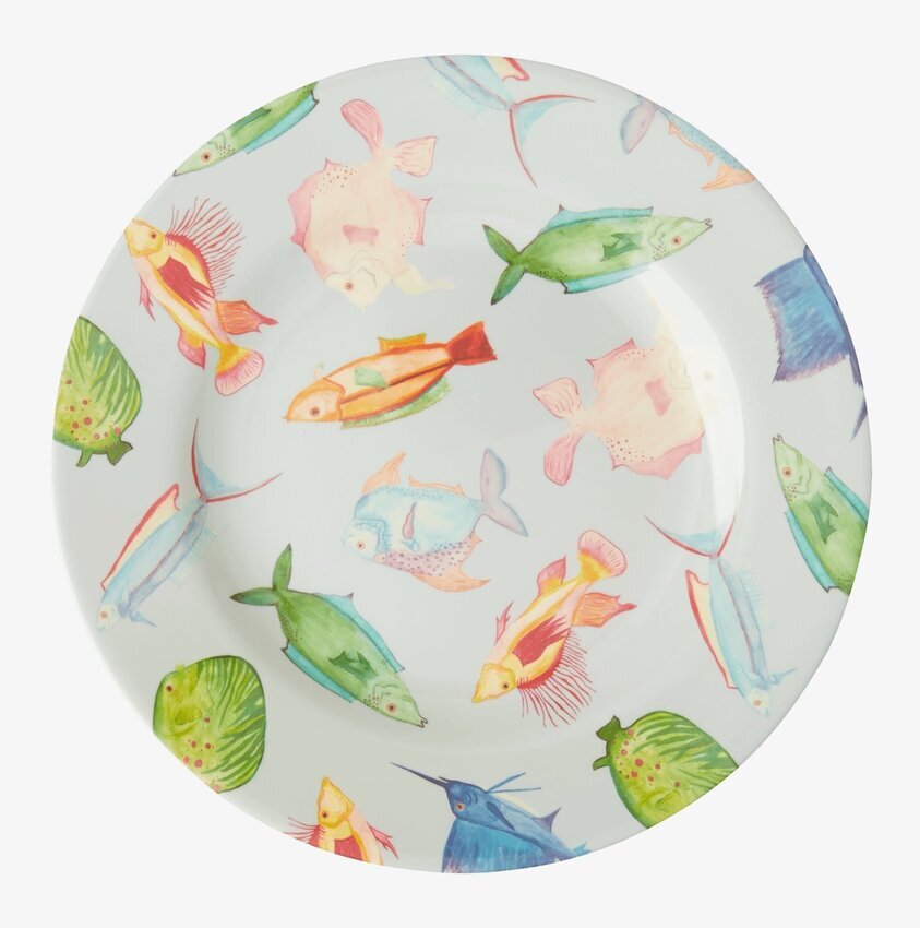 Assiett Fish Print från Rice med färgglada fiskmotiv