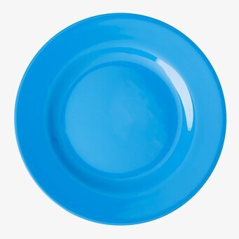 Assiett Ocean Blue från Rice i livlig blå färg på vit bakgrund