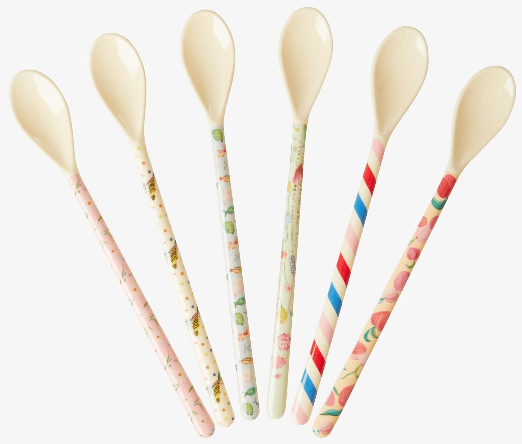 Långa Skedar - Choose Happy 21 från Rice, färgglada mönster