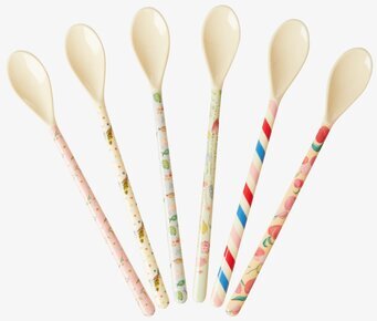 Långa Skedar - Choose Happy 21 från Rice, färgglada mönster