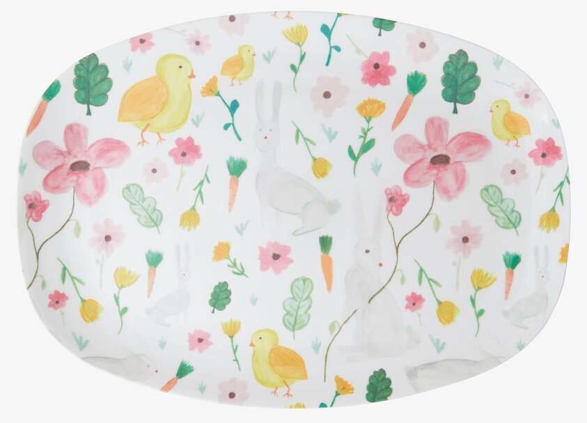 Tallrik White Print från Rice med livfullt naturmönster