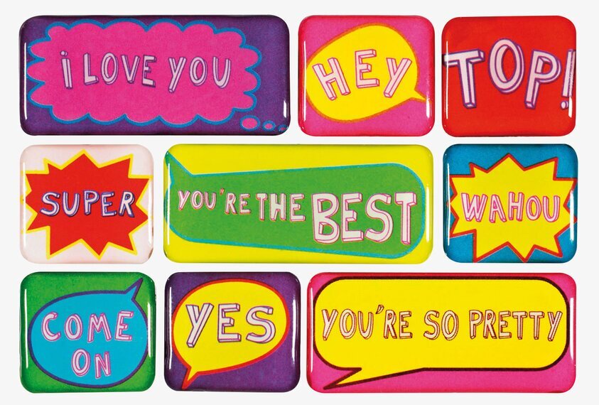 Kylskåpsmagneter wow kulört från Derrière la porte