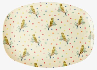 Tallrik Budgie Print från Rice med lekfullt undulatmönster