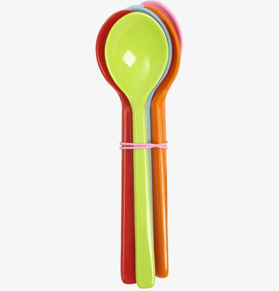 Korta melamin skedar från Rice i färgglada nyanser