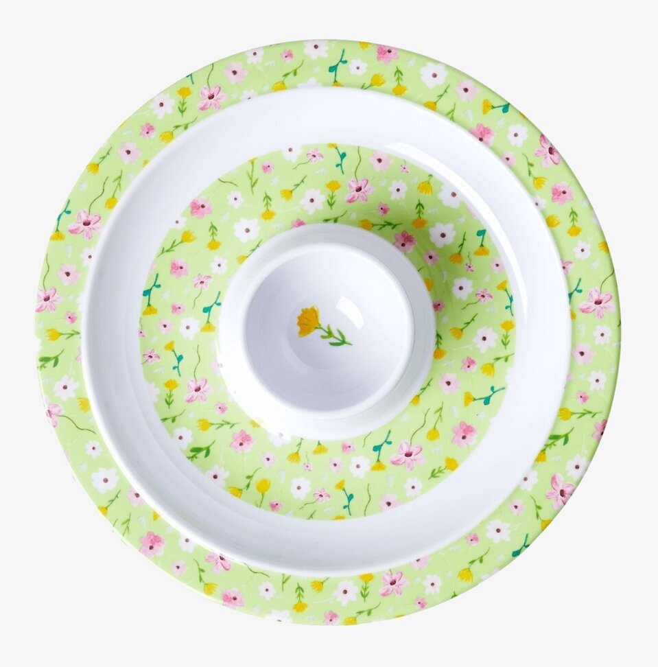 Äggkopp Green Spring Flower Print från Rice med tallrikar