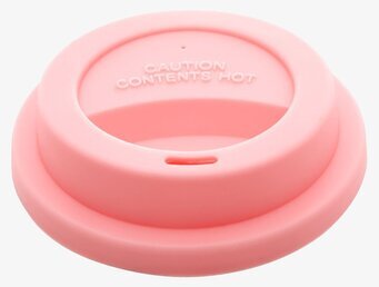 Bild av mjukt rosa silikonlock för kaffemugg