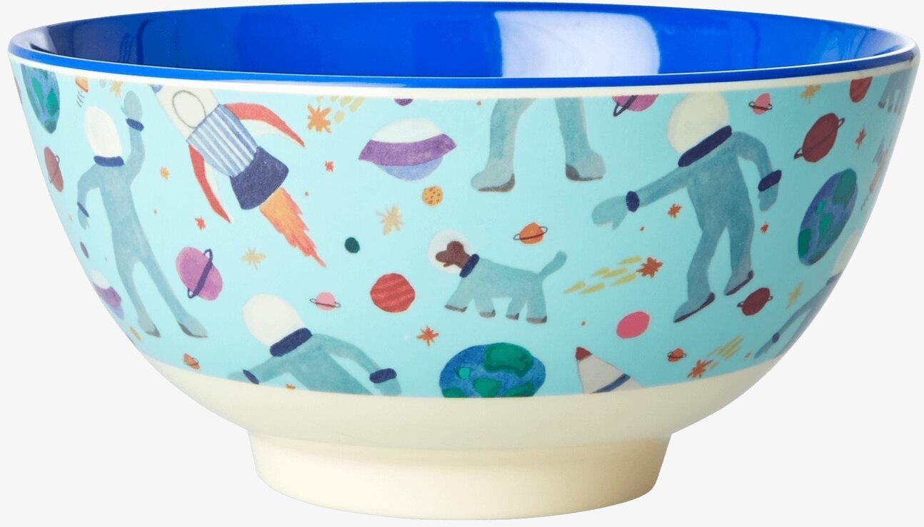 Skål Space Print från Rice med rymdmotiv och klarblå insida