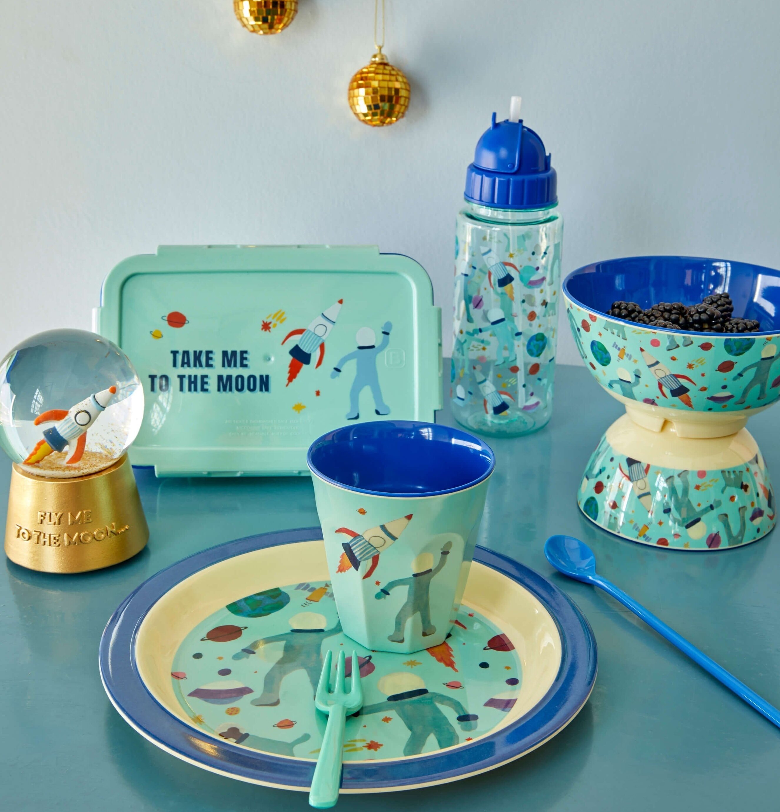 Liten Skål Space Print från Rice med rymdmotiv och blå bas