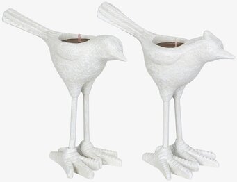 Bild av stilfulla fågelformade ljusstakar i vitt