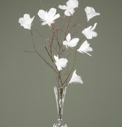 Fjäder/Tråd Blom Vit 12 st A Lot Decoration Övrig prydnad/dekoration för inredning innemiljö