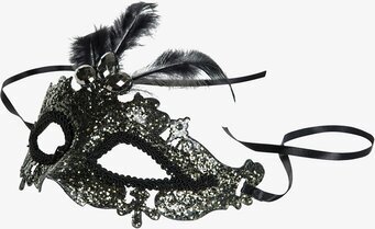 Maskeradmask Silver från A Lot Decoration med paljetter och fjädrar