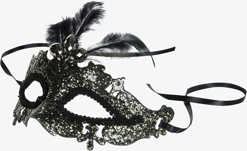Maskeradmask Silver från A Lot Decoration med paljetter och fjädrar