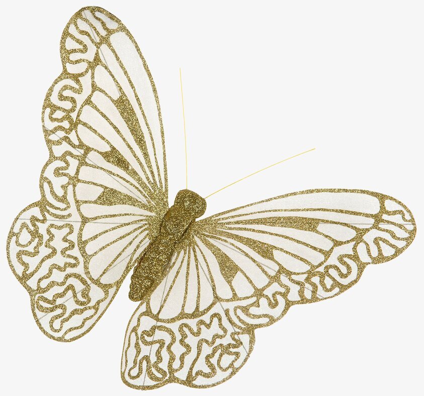 Fjäril Clip Guld från A Lot Decoration på vit bakgrund