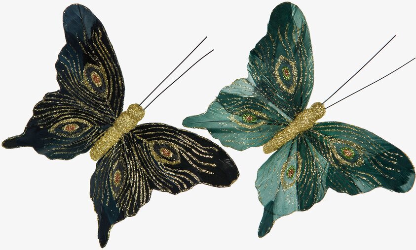 Fjäril Clip Påfågel Svart/Grön från A Lot Decoration