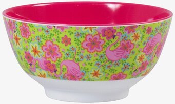 Skål Melamin Flamingo från Rice med färgglada flamingos