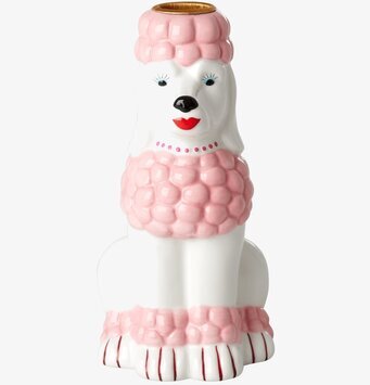 Ljusstake Pudel Vit/Rosa från Rice med lekfull design