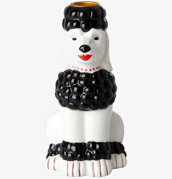 Ljusstake Pudel Vit/Svart från Rice med lekfull design