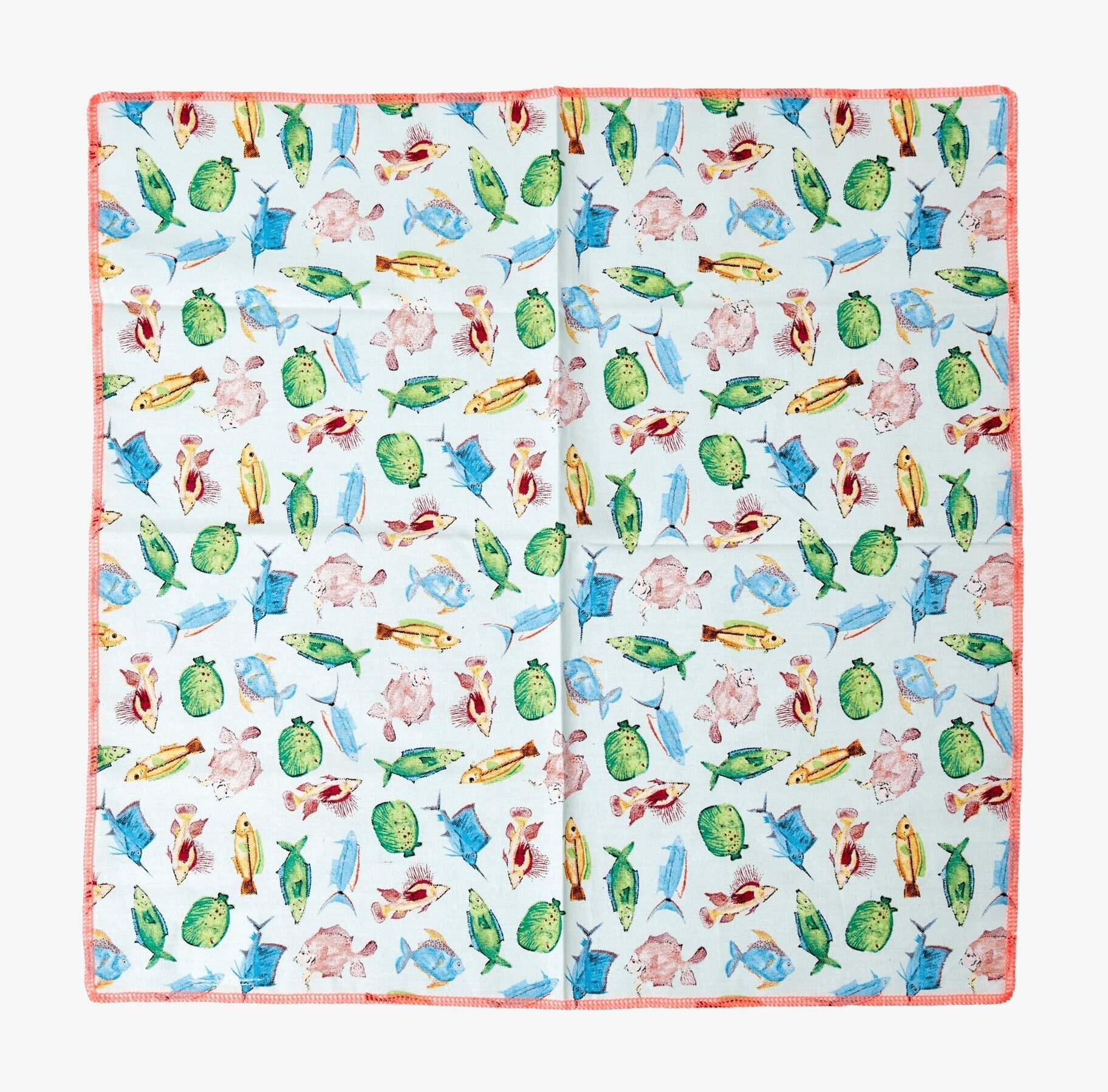 Tygservett 2-Pack Fish Print från Rice med marina motiv