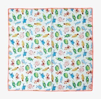 Tygservett 2-Pack Fish Print från Rice med marina motiv