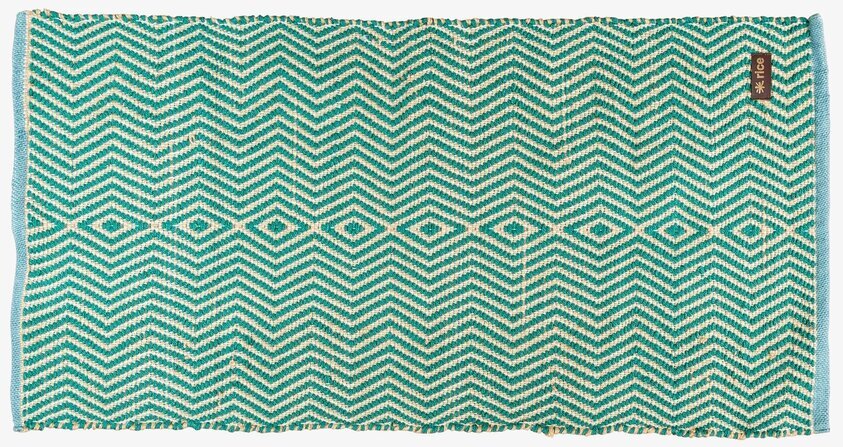 Dörrmatta Green & Creme Print från Rice med chevronmönster