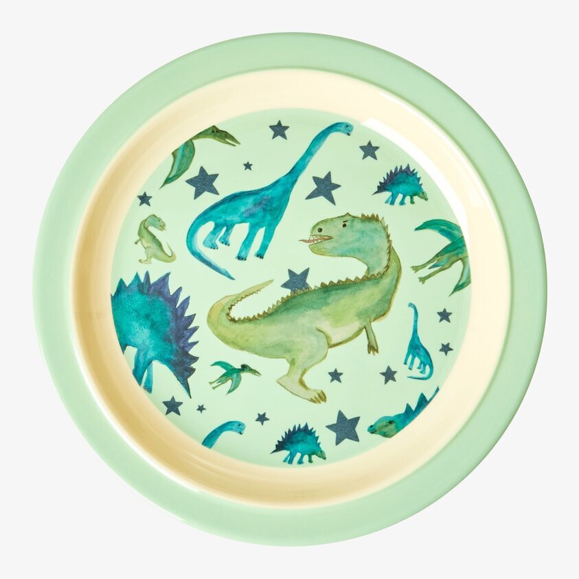 Tallrik Dino Print från Rice med dinosaurier och stjärnor