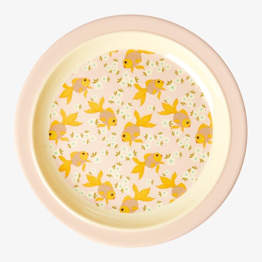 Tallrik Goldfish Print från Rice med guldfiskar och blommor