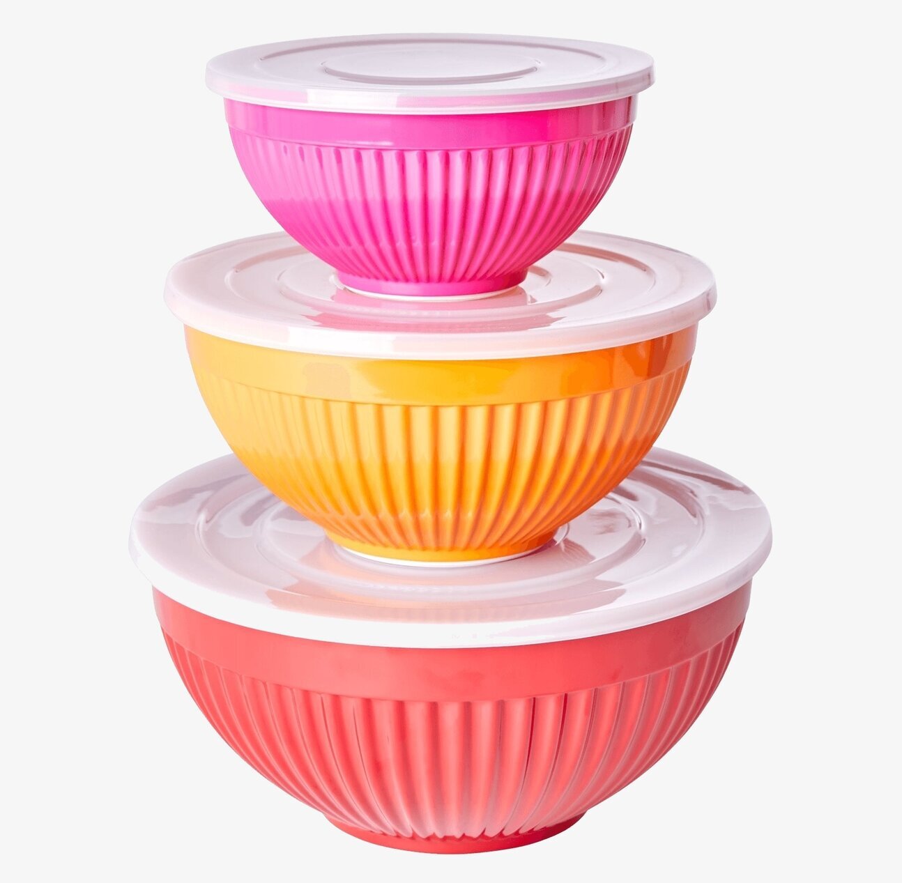 Skålar Melamin 3-Pack - Red, Tangerine, Fuchsia från Rice
