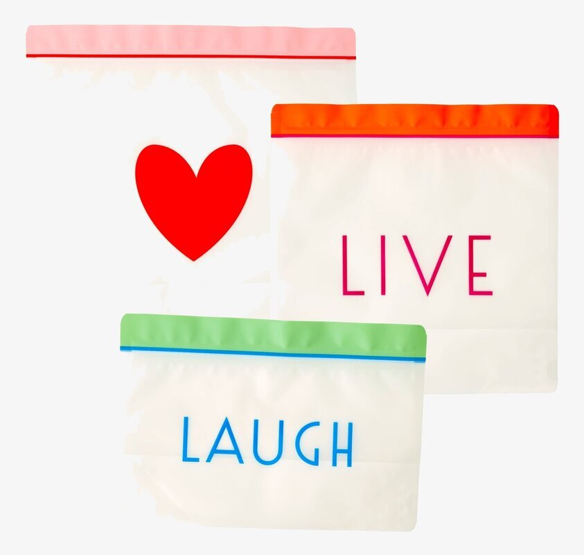 Rice Plastpåsar Ziplock 6-Pack med färgglada och unika tryck