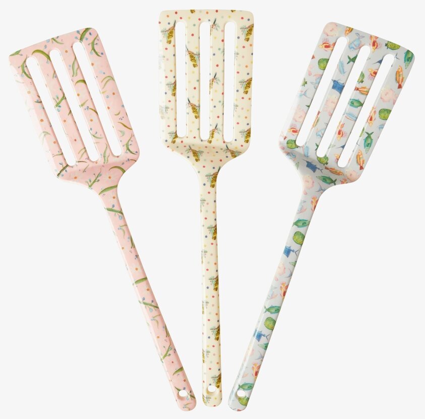 Stekspade - Choose Happy Prints från Rice, tre färgglada mönster