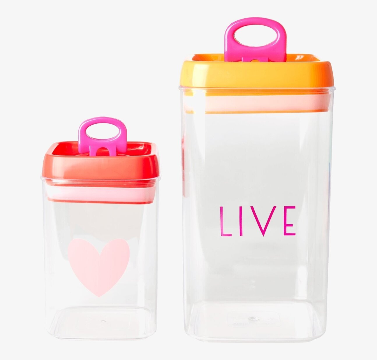 Förvaringsburkar Set/2 Live & Love från Rice på vit bakgrund