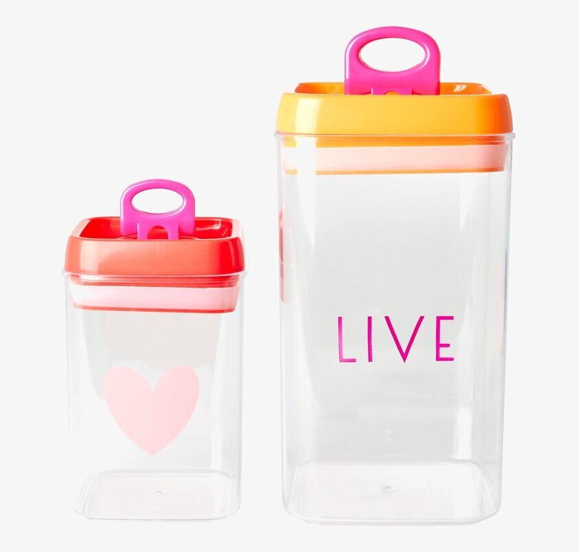 Förvaringsburkar Set/2 Live & Love från Rice på vit bakgrund