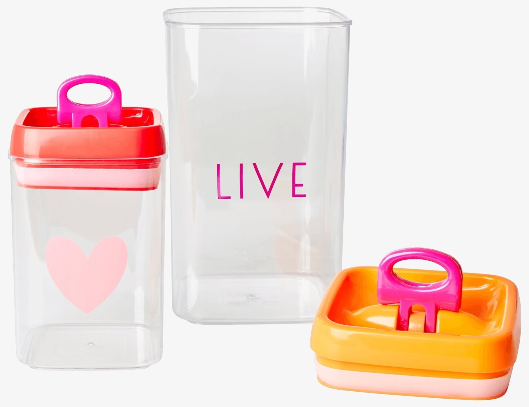 Förvaringsburkar Set/2 Live & Love från Rice på vitt underlag