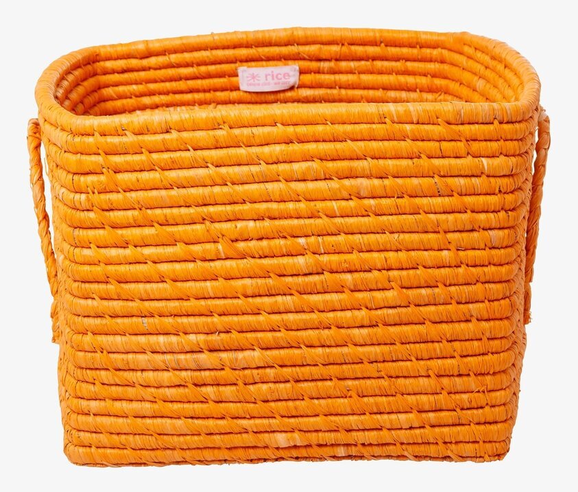 Raffiakorg Tangerine från Rice i orange med integrerade handtag