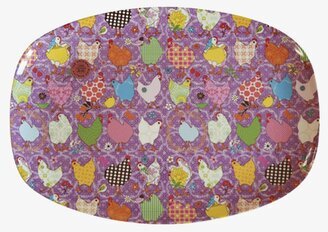 Tallrik Melamin Höna Lila från Rice med färgglada hönor