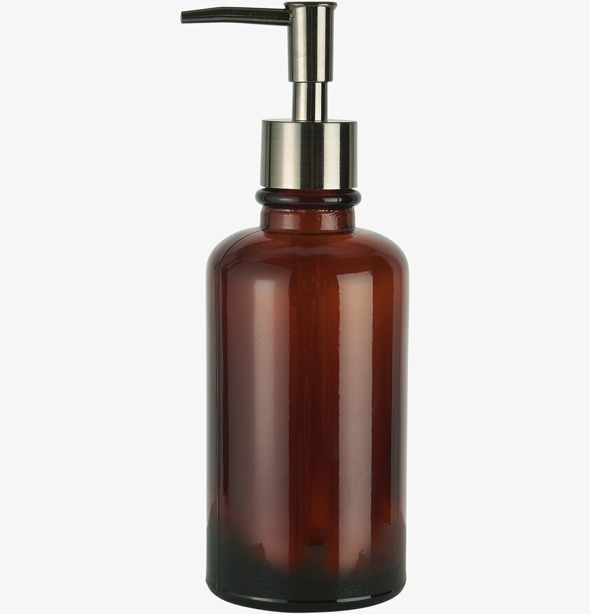 Tvålpump Mocca från IB Laursen i brunt glas och stål