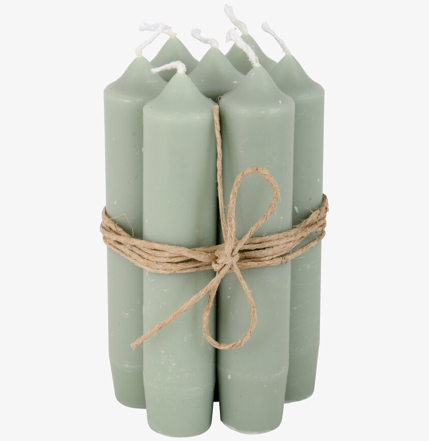 Stearinljus Dusty Green från IB Laursen, sju gröna ljus