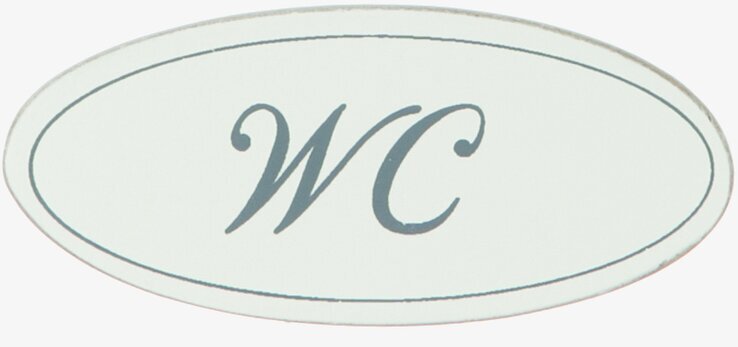 Dörrskylt Oval - WC från Different Design på neutral bakgrund