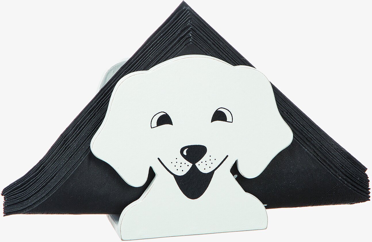 Servetthållare Hund från Different Design med svarta servetter