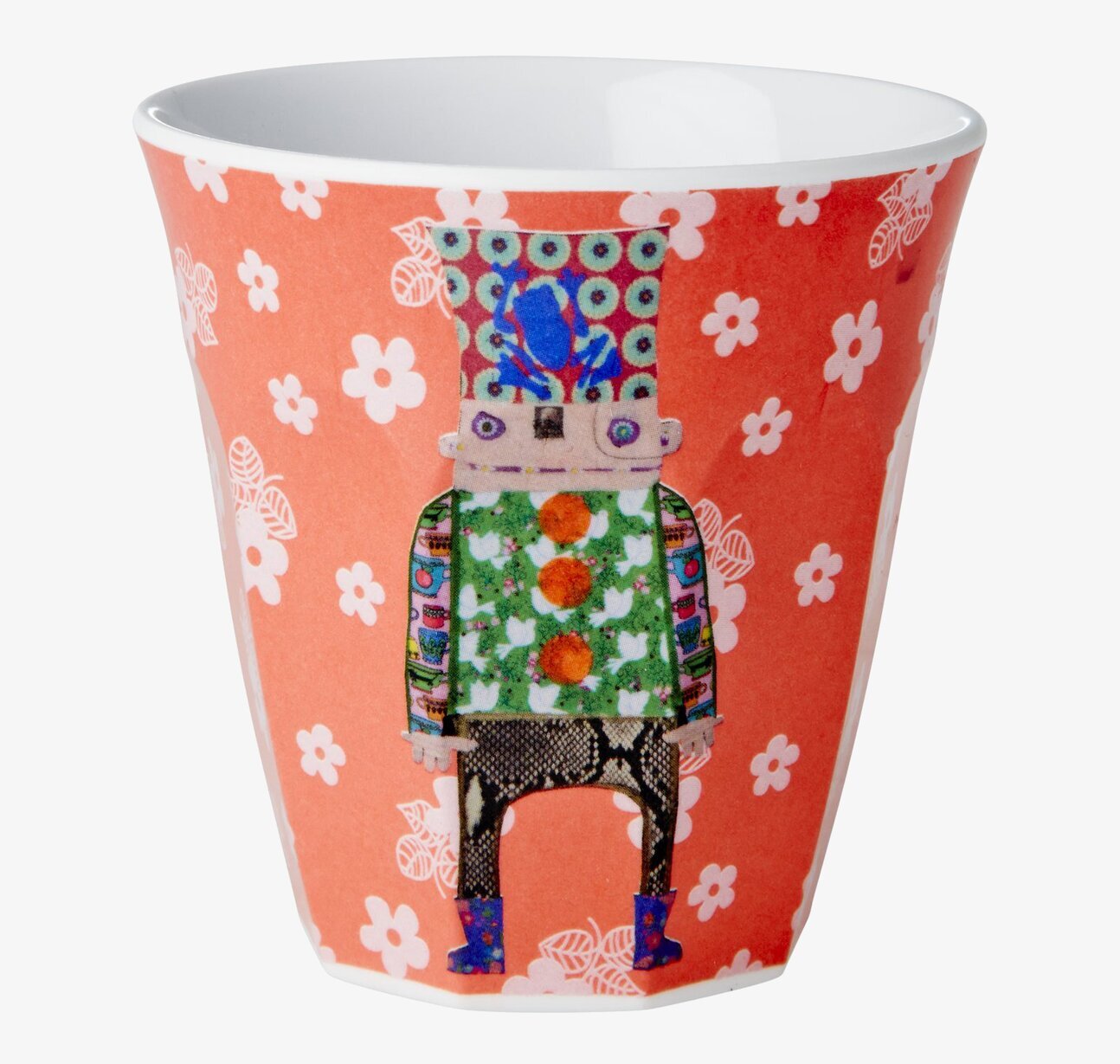 Barnmugg Funky Korallröd från Rice med lekfull design